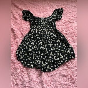 Justify Black Daisy Print Off-Shoulder Kids Jumper